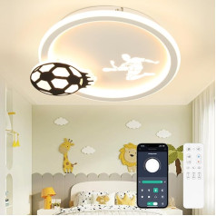 EASY EAGLE LED Ceiling Light Dimmable 46 cm Football Ceiling Light with Remote Control and App, Ceiling Light LED Children's Room Lamp for Living Room, Children's Room, Bedroom, 40 W 4800 LM