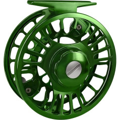 Metall Fliegenrolle Fliegenfischrolle, superleicht, CNC-gefräst, versiegelte Carbonscheibe der zweiten Generation, supergroße Angelrolle(Green,7000 Series)