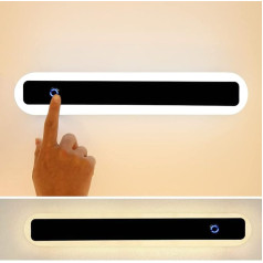 ACMHNC LED Bathroom Mirror Light, 40 cm Mirror Lamp Bathroom with Switch, 14 W Wall Lamp Bathroom, IP44 Bathroom Lamp Wall 1100 Lumen, Touch Dimmable 3000 K / 4000 K / 6000 K, Black