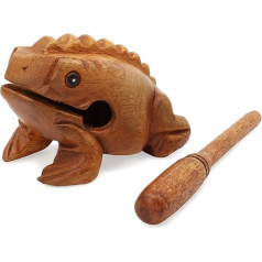 Aussel, Guiro wooden croaking frog with a hammer, musical instrument, sound block, fair trade percussion instrument
