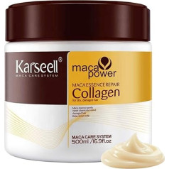 Karseell MACA CARE SYSTEM Hair Mask Collagen Coconut Oil Deep Care Repair Hydration Anti Frizz Shine Smoothness Nutrition Professional Hair Care Dry Damaged Coloured Hair 500 ml