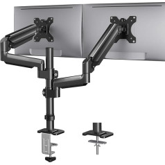 HUANUO Monitor Mount 2 Monitors 13 to 32 Inches, Height-Adjustable Screen Mount with Long Arm, VESA 75/100 mm, Increased Load Capacity 2-9 kg, 2 Mounting Options
