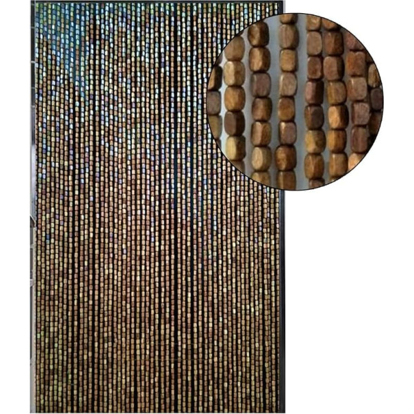 FWTXZTER Wooden Bead Curtain, 90 Strands Hanging Wooden Bead Curtain, Door Curtain, Wooden Bead Curtain, 90 x 200 cm, Bamboo Curtain, Balcony Door Curtain, Door Curtain, Door Beads, Wood (Dark Brown