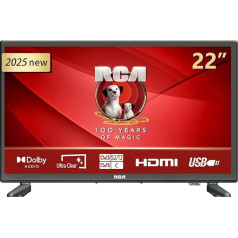 RCA E22 TV 22 Inch 1080p LED Mini TV 56 cm Full HD Dolby Audio Triple Tuner (DVB-C/-S2/-T2) VGA/HDMI/USB Hotel Mode [2025] [Energy Class E]