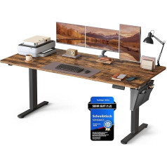SONGMICS Height Adjustable Electric Desk, 180 x 80 cm, Adjustable Table, Memory Function for 4 Heights, for Office, Vintage Brown LSD138K01