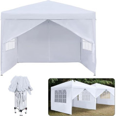 Froadp Gazebos 3 x 3 m Folding Gazebo Pop-Up Party Tent Waterproof with Side Panels & Carry Bag UV Protection Marquee Garden Tent for Outdoor Picnic Party Camping White