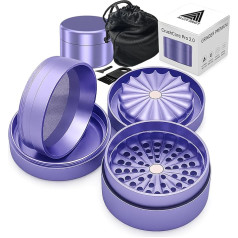 Crush Core PRO 2.0 Professional Grinder 2.0 100% Aircraft Aluminium 63mm Diameter 4 Pack N52 Magnets Large Capacity Herb and Spice Grinder Purple