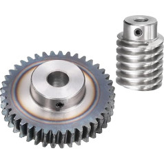 QUARKZMAN #45 Stahl Schneckenradsatz 20T 1.5 Modul 20:1 Übersetzungsverhältnis Antriebsgetriebe Rad Reduziergetriebeteil (Zahnrad-12mm Bohrung 63 mm Außendurchmesser, Stange 8mm Bohrung)