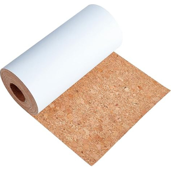 BENECREAT 5 m x 15 cm Self-Adhesive Cork Roll, Flexible Natural Cork Board Paper Sheets for Lining Shelves, Drawers, Kitchen, Wall Decoration, 0.5 mm Thickness