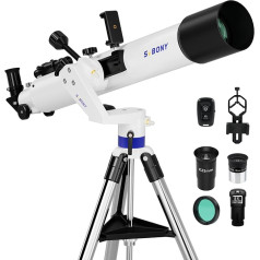 Svbony SV520 Telescope, 90mm Aperture, 800mm Focal Length, Telescope Astronomy with Altazimuth Mount, Wireless Control, All Metal Telescope Kit for Visual Observation