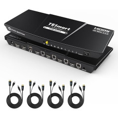 TESmart HDMI KVM Switch 4 Ports, 4 PC 1 Monitor Switch, EDID Emulator, Hotkey, Button Switch, USB 2.0 for Printer Scanner, Audio Output, KVM Switches 4K30Hz for 4 Computers with 4 x 1.5 m Cables