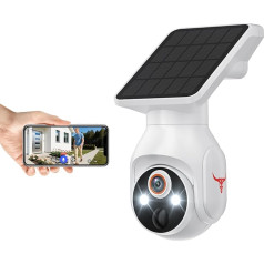 Novaquill 1080p WiFi Surveillance Camera with Solar Panel, Battery Operated, Pan Tilt, AI Motion Detection, Night Vision, 2-Way Talk, IP65, Cloud Storage, 2.4GHz WiFi Only