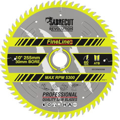 1 x SCCSW25560 SabreCut 255 mm 60T x 30 mm Bore FineLine Thin Kerf for Wood Plywood MDF Chipboard Cross and Longitudinal Cut Circular Saw Blade Compatible with Dewalt Makita and Many Others