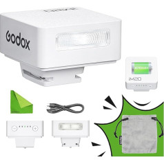 Godox IM20 Camera Flash Mini Flash - Manual 440 Full Power - Flashes / 3s Recharge Time / 5 Power Levels Camera Flash for Sony Zve10/Sony Zv1/Sony A7III/Ricoh gr3/Fujifilm f1 (White)