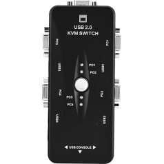 Garsent KVM Switch, USB 2.0 KVM Switcher 2/4 Port VGA Manual KVM Switch Box Adapter for PC Monitor Keyboard Mouse