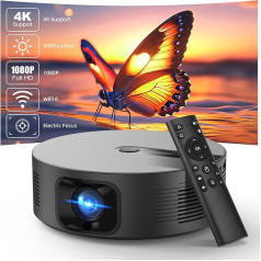 Bettdow 4K Supports Projector, Full HD 1080P 9000 Lumens Electric Focus Automatic Keystone Correction, Video Projector with WiFi 6 & Bluetooth 5.0, Closed Projector Home Cinema (Black)