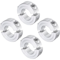QUARKZMAN 4 pieces double split clamping ring for 3/4 inch shaft, two-piece clamping ring, 1-1/2 inch outer diameter, 1/2 inch thickness, aluminium alloy with grub screw gap clamp ring