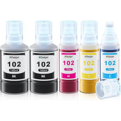Osinkjet Ink 102 Multipack Compatible with Epson Ecotank ET-2850 ET-4750 ET-4850 ET-2750 ET-3750 ET-3850 ET-4856 ET-15000 ET-2700 ET-3700, Printer Cartridges 102 (2C, Black M, M, M, M,