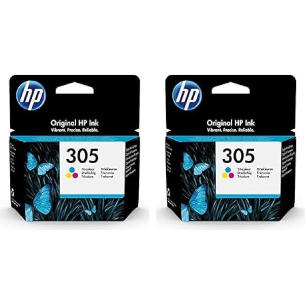 HP 305 (3YM60AE) Original Ink Cartridge Colour DeskJet 2700, 2730, 4100, 4134 and 6020, 6022, 6030, 6032, 6420, 6422, 6430, 6432 (Pack of 2)