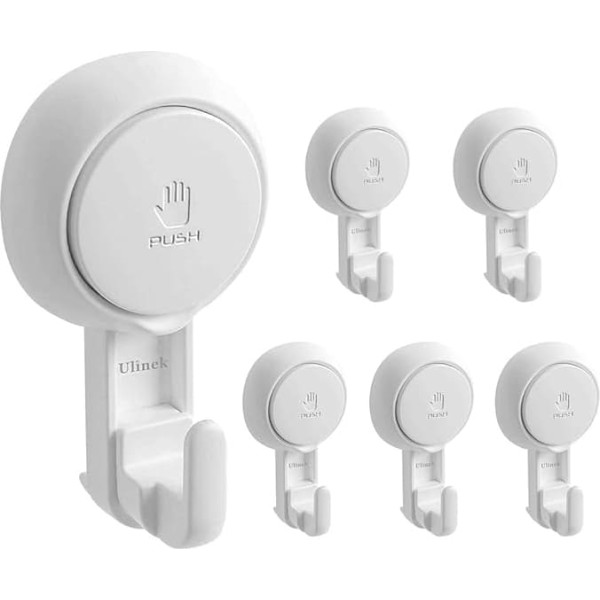 Ulinek Suction Cup Hooks Strong Suction Hooks for Bathroom Shower or Kitchen