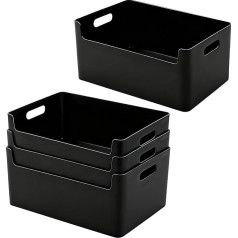 SHEPIN Plastic Storage Box Organiser Box (Black, 25 cm)