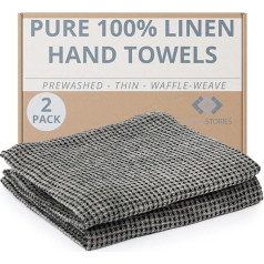 Thing Stories Pure 100% Linen Waffle Weave Towels 13 x 29 Inch Soft Lightweight Stone Washed Linen Quick Dry Tea Towel Kitchen Linen Set of 2