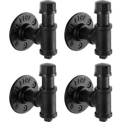 KES BRH500-BK-P4 Industrial Coat Hooks Wall Heavy Duty Wall Hooks Black Hooks for Screwing Towel Hooks Tube Iron Pack of 4