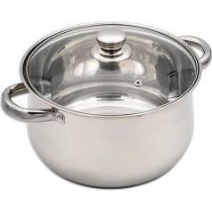 GRANA HOME Induction Cooking Pot 24 cm - Stainless Steel Stewing Pot with Glass Lid & Steam Vent - For All Types of Cookers (Induction, Gas, Electric, Ceramic) - Dishwasher & Oven Safe