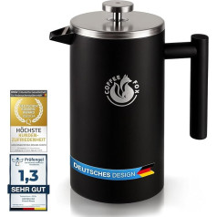 Coffee Fox French press, coffee pot, made of double-walled stainless steel, black, coffee press jug.