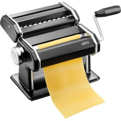 GEFU Pasta Perfetta Pasta Machine, Stainless Steel Pasta Machine with Crank Drive, for Lasagne, Tagliolini & Tagliatelle, 14.5 cm Dough Width, 0.2-3 mm Dough Thickness