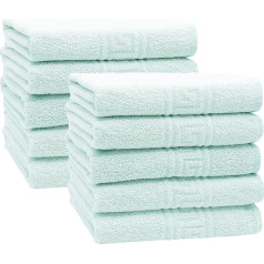 ZOLLNER Set of 10 Hand Towels, Approx. 50 x 100 cm, Cotton Mix, 340 g/m², Green