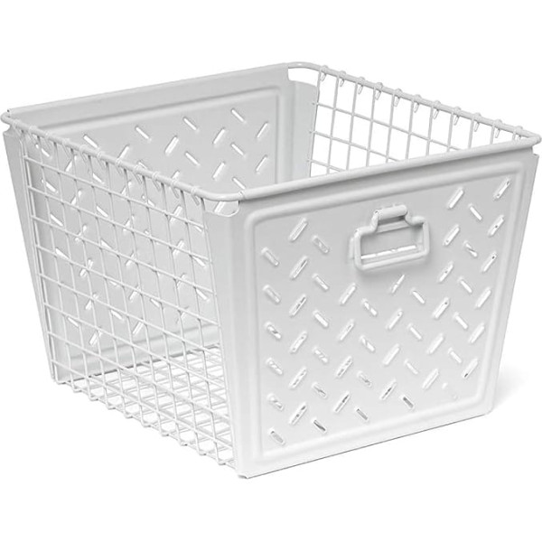 Spectrum Diversified Macklin Large Wire Storage Basket Bin Pet, Toy, Office, Dorm Organisation, White