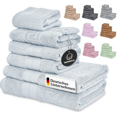 BOAZHAN Hand Towel Set, 2 x Large Hand Towels + 2 x Hand Towels + Bath Mat + Hair Turban [100% Cotton], Absorbent, Colourfast, Quick-Drying, Choice of Colours