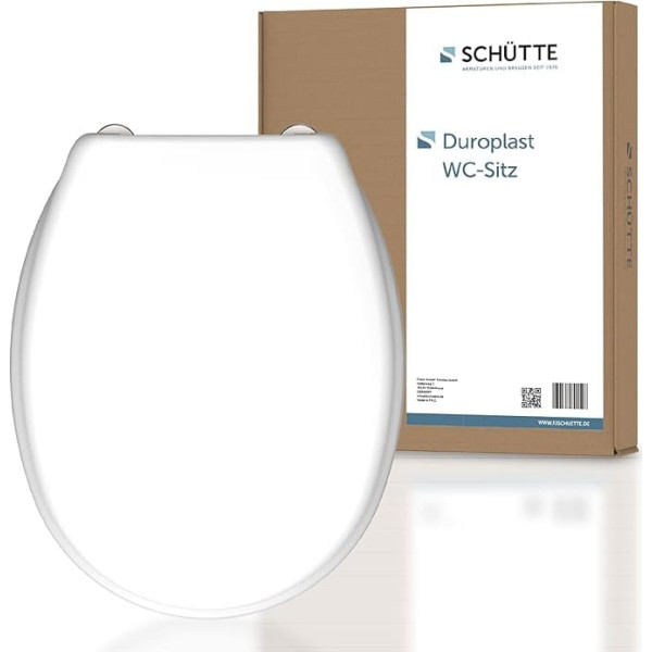 SCHÜTTE Toilet Seat without Soft-Close Mechanism, Toilet Lid with Metal Hinges, Scratch-Resistant Duroplastic, Toilet Lid and Seat Maximum Load 150 kg, Universal Size, White