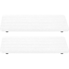 QUARKZMAN Water Absorbent Diatomite Coasters, Pack of 2 8.66 x 4.33 inches - Water Absorbing Tray with Grooves for Plants and Cosmetic Bottles, Soap Dish (White)