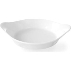 HENDI Round Oven Dish, High Impact and Wear Resistance, Suitable for Oven, Microwave, Dishwasher, 185 x 152 x (H) 40 mm, White Porcelain (Pack of 10)