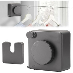 Mumisuto Extendable Washing Line 4.8m Indoor 20kg Max Load Wall Mounted Grey