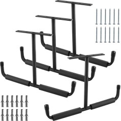 KOHAND 4 Pieces 42.5 x 30 cm Overhead Garage Hooks, Black T Shaped Ladder Hooks for Hanging Hose, Wood and Other Bulky Items with Screws and Expansion Pipes