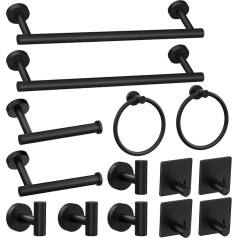 14 Piece Matte Black Bathroom Accessory Set, SUS304 Stainless Steel Bathroom Hardware Set, Bath Towel Rail Set, Towel Rail for Bathroom Wall Mounted