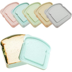 5 Stück wiederverwendbare Sandwichbehälter für Lunchboxen, BPA-frei, mikrowellen- und spülmaschinenfest, Kunststoff Toastförmige Lebensmittelaufbewahrungsbox mit Deckel für Snacks, Obst und