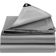 EEATUZTL Silver Tarpaulin with Eyelets, Waterproof Tarpaulin, Fabric Tarpaulin, Protective Tarpaulin, Boat Tarpaulin, Tent Tarpaulin, UV-Stabilised and Tear-Resistant Weather Protection Tarpaulin for