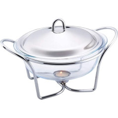 Silver Rectangular Stainless Steel Hot Plate Food Warmer Tray Candle Buffet Adjustable Serving Bowl - Food Warmer 2.4 L Soup