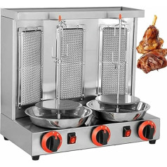 OJHGRDFV Kommerzieller Vertikaler Grillgrill, 360 ° Automatische Rotation Gas Rotisserie BBQ Spieß, Edelstahl-Kebab-Backofen Mit Temperatur 50-300 ℃ Für Restaurantküchenpartys (schwarz)