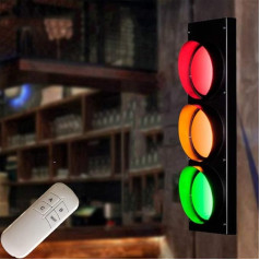 VOMI Children's Room LED Wall Light Traffic Light with Remote Control, Bedroom Wall Lamp Adjustable Red Yellow Green Lamp Traffic Signs Children Boys Girls Room Decoration Wall Lighting Black, 5 W x 3