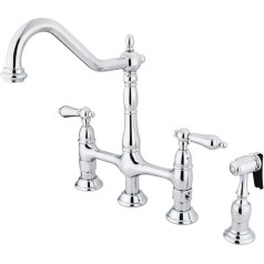 Kingston Brass KS1271ALBS Heritage 8-1/2-Inch Kitchen Tap with Brass Sprayer - Polished Chrome