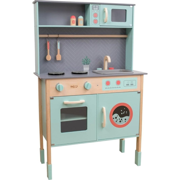 Owl & Fox Wooden Kitchen Set - Play Kitchen for Boys & Girls with Sink, Stove, Tap, Microwave, Washing Machine & Accessories - FSC Certified, Sustainable, Traditional & Stylish - Ages 3+
