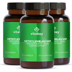 Vitabay Methylene Blue Capsules, Pack of 60, with 20 mg of Pure Methylene Blue in Pharmaceutical Quality, Antioxidant from Fermentatively Derived L-Ascorbic Acid, High Dose & Laboratory Tested