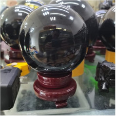 1pcs Natural Black Obsidian Ball Large Ball Stone + Base (Color : 40mm) Full Texture (Color : 180mm)