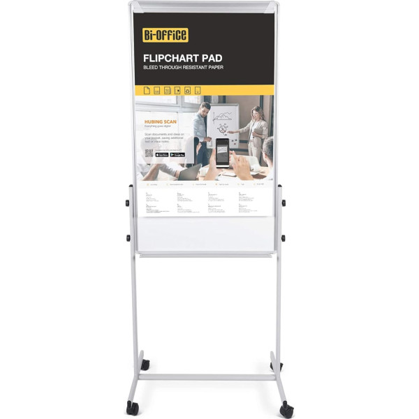 Bi-Office Portable Duo Dryerase Vertical Aluminium Frame Easel - White/Cork