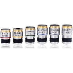 Microscope Accessories Kit, 4 x 10 x 20 x 40 x 60 x 100x, Microscope Accessories, 185 Achromatic Objective Lens for Biological Microscope - 6 Pack